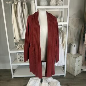 Lane Bryant Women's Size 18/20 Red Open Front Longline Cardigan #3390
